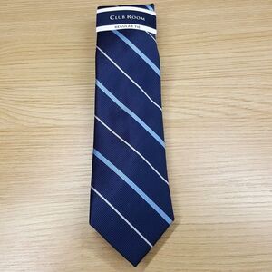 CLUB ROOM Mens Neck Tie Blue Diagonal Stripe Classic Pointed